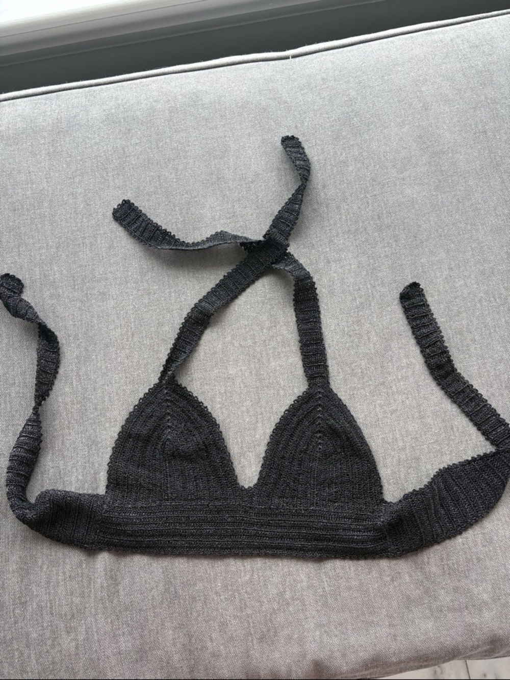 Black metallic Knit Triangle Bralette